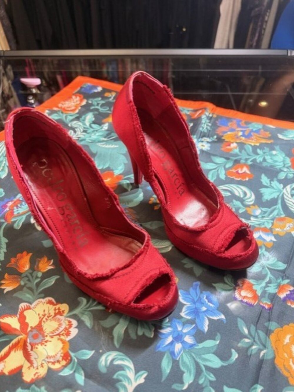 Pedro Garcia Red Satin Heels Pumps